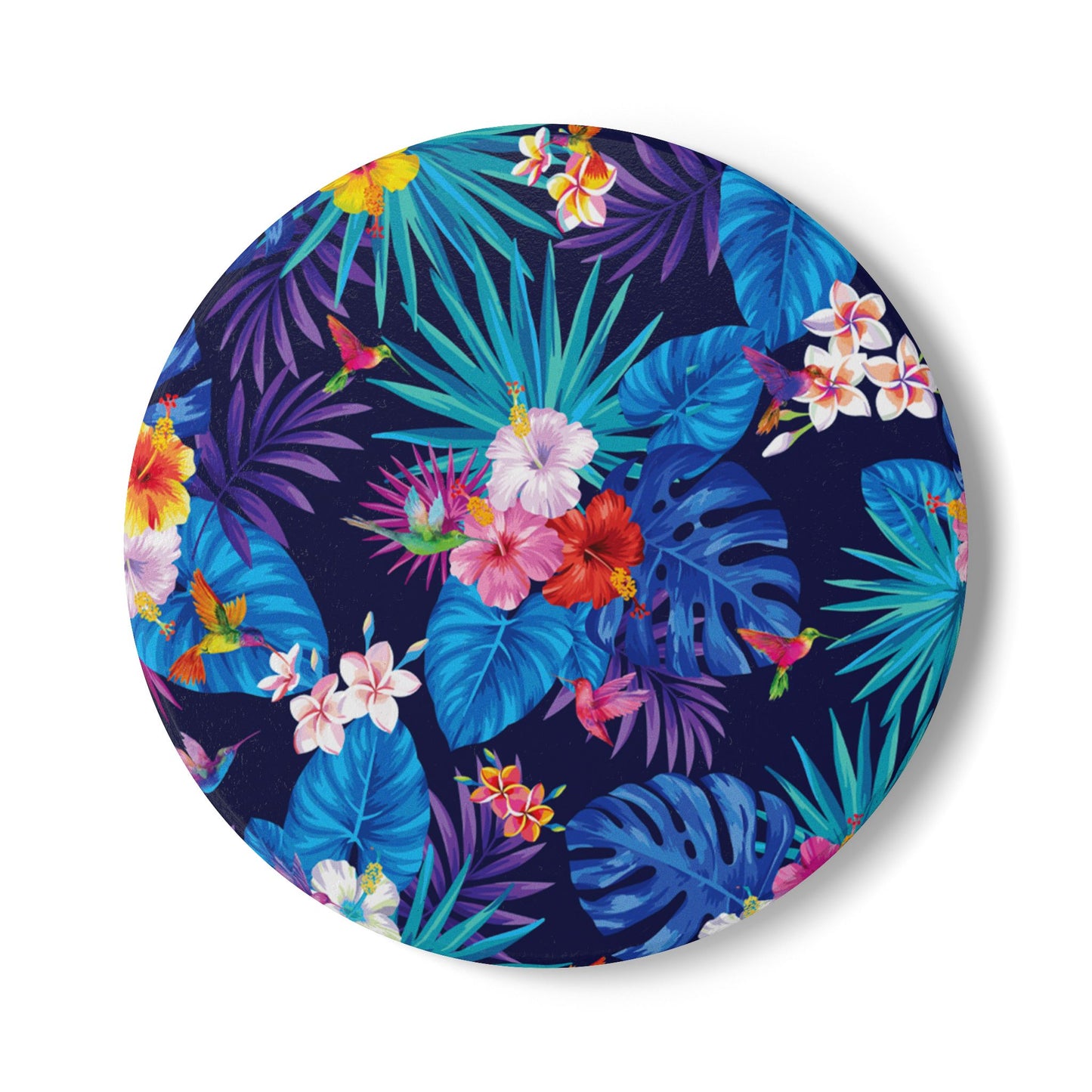 Hibiscus Navy Ceramic Coaster