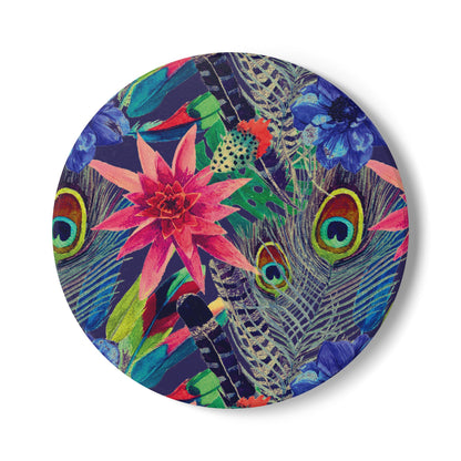 Leaves in Jungle - Navy Ceramic Coaster