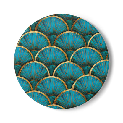 Art Deco Tiles Teal Ceramic Coaster