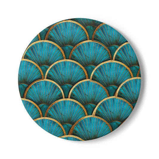 Art Deco Tiles Teal Ceramic Coaster