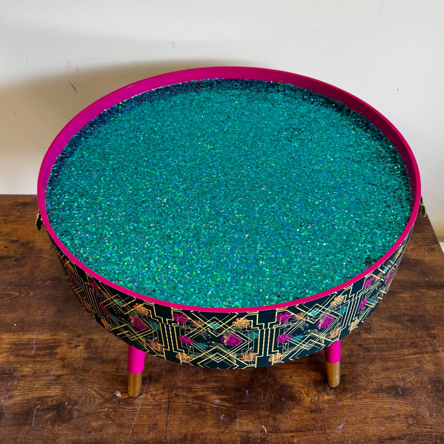 Colourful Art Deco Leopard Coffee Table