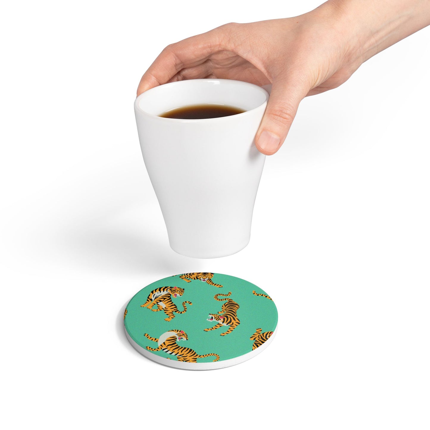 Tiger - Mint Ceramic Coaster
