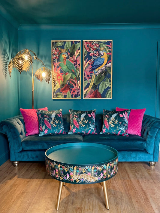 Art Deco Birds coffee table pine top