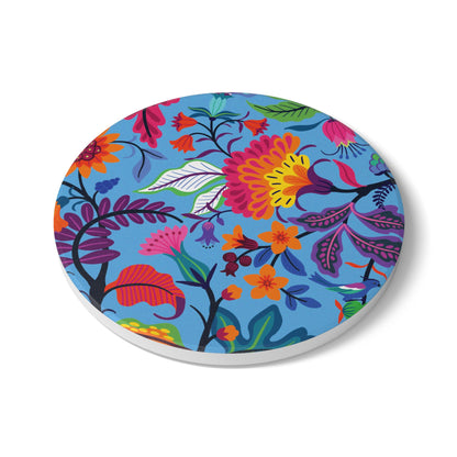 Wildflowers Cornflower Blue Ceramic Coaster