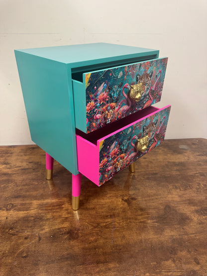 Jewel Leopard Square Table Pink and Mint