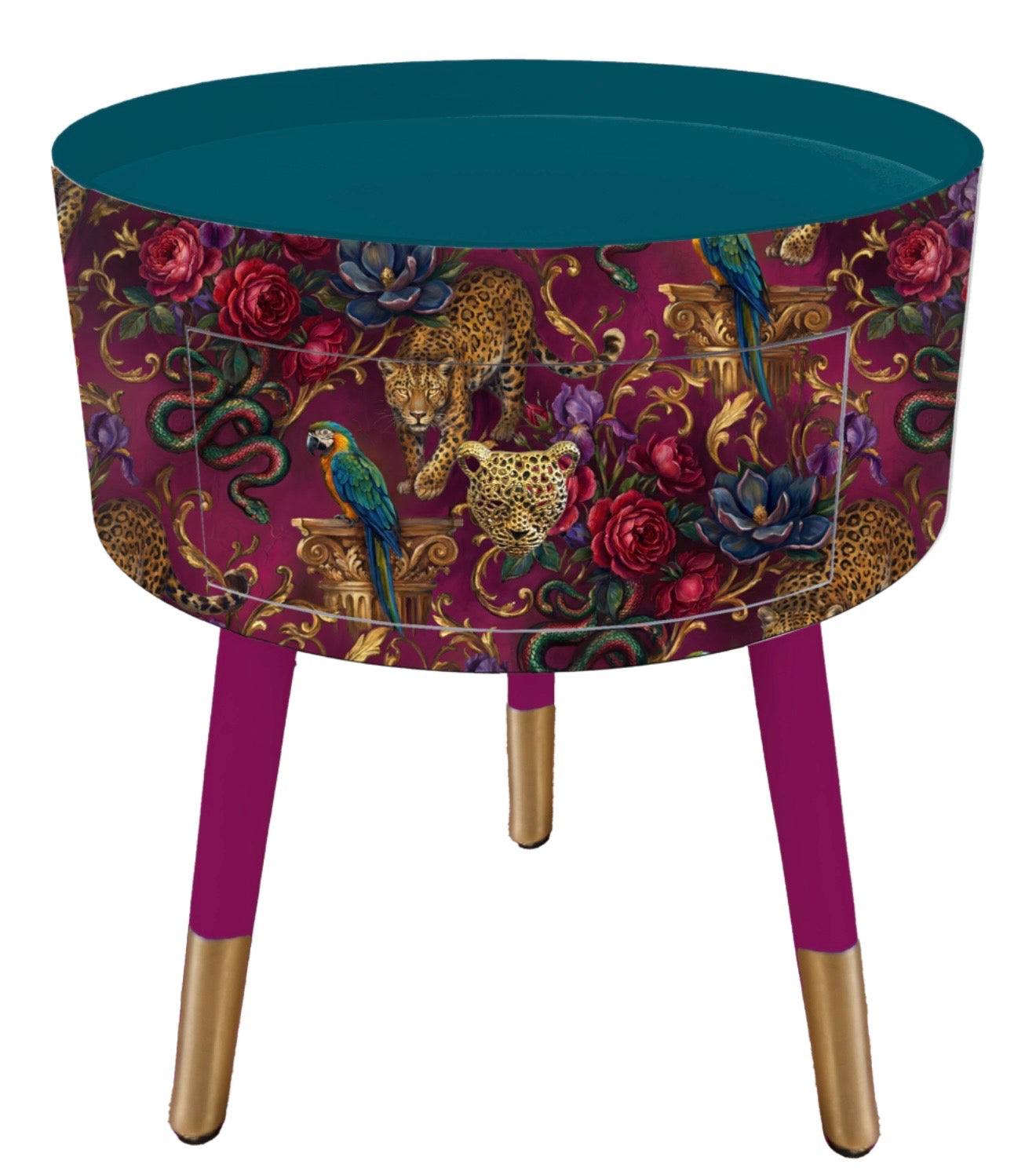 Gilded Jungle - Raspberry and Teal