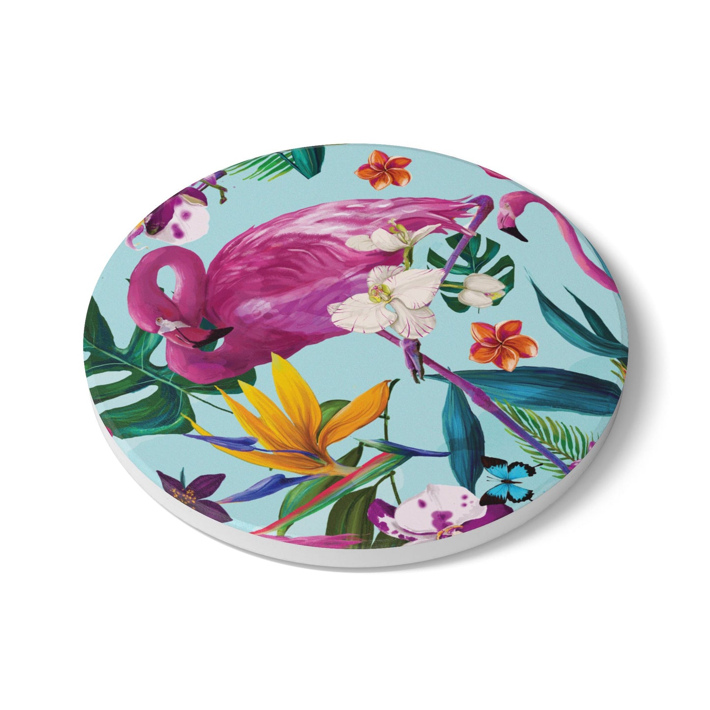 Mint Flamingo Ceramic Coaster
