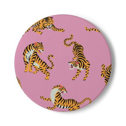 Tiger - Light Pink Ceramic Coaster