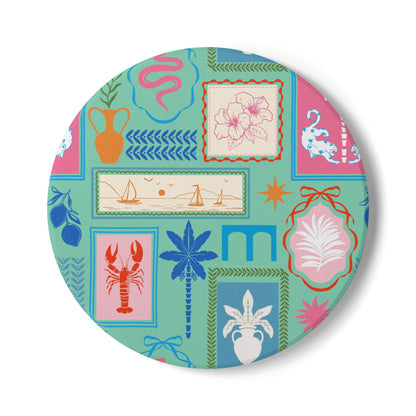 Mediterranean Travels Mint Ceramic Coaster