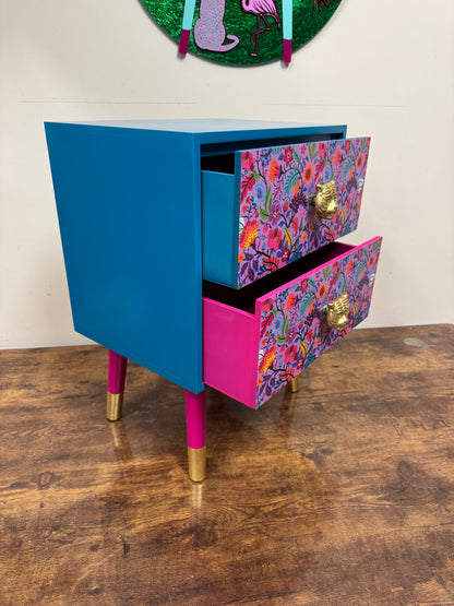 Lilac , Teal and Pink wildflower square table