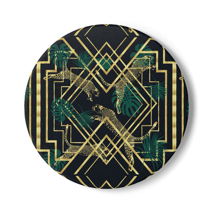 Art Deco Leopards Ceramic Coaster