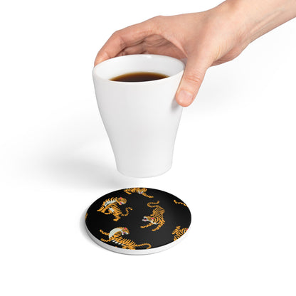 Tiger - Black Ceramic Coaster