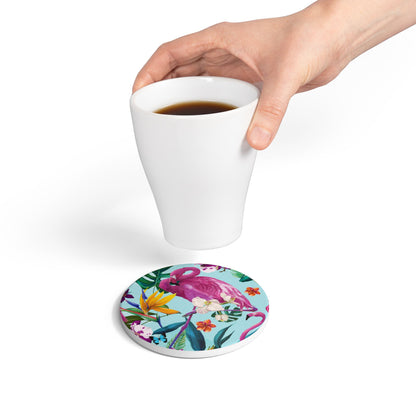 Mint Flamingo Ceramic Coaster
