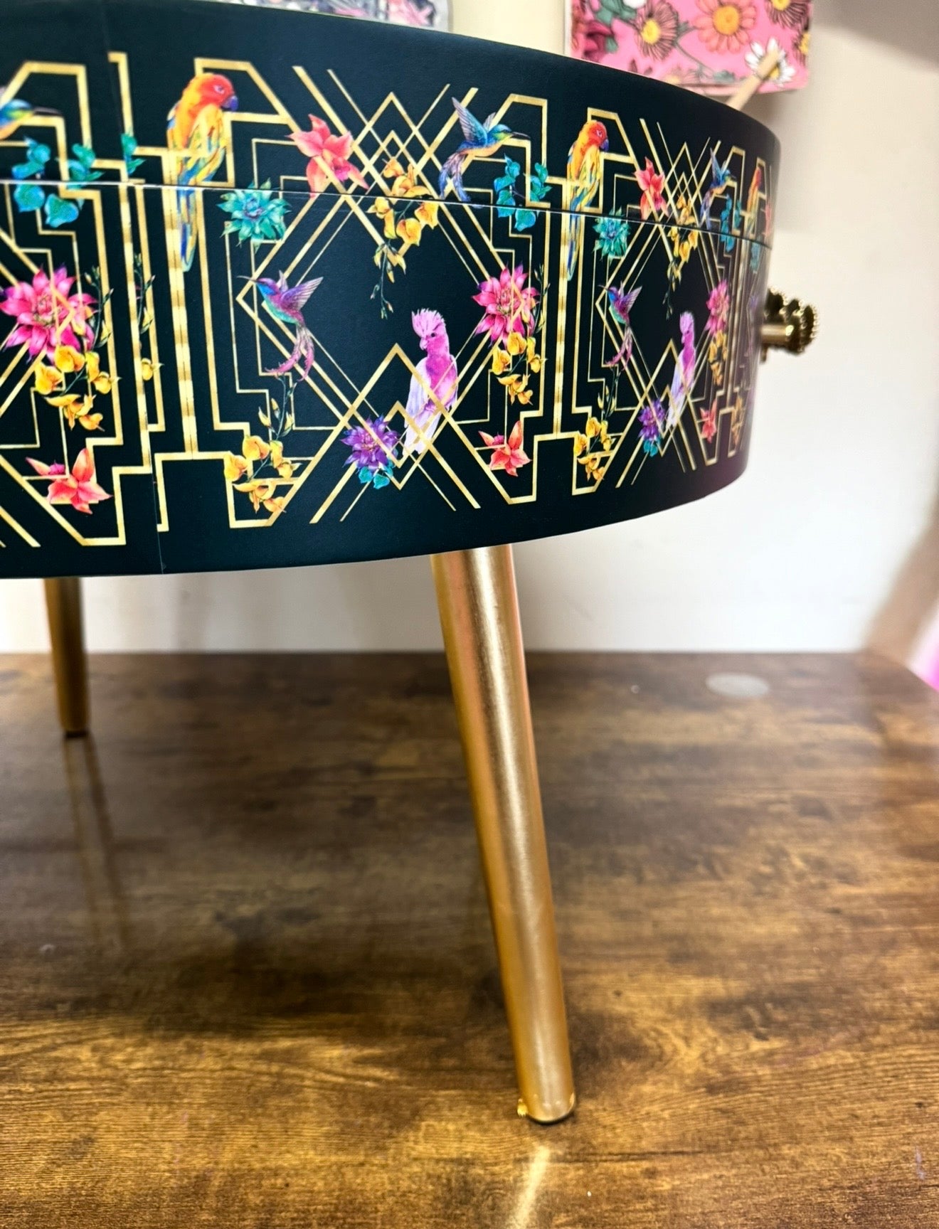 Art Deco Birds coffee table glitter top