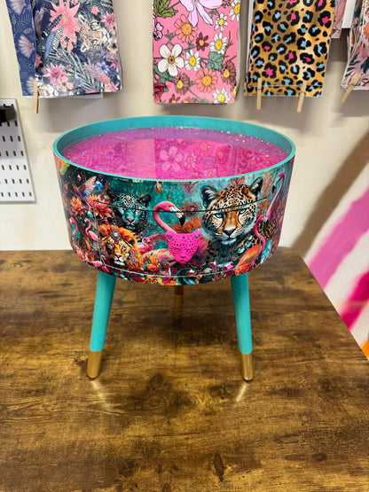Jewel Leopard turquoise with pink iridescent glitter