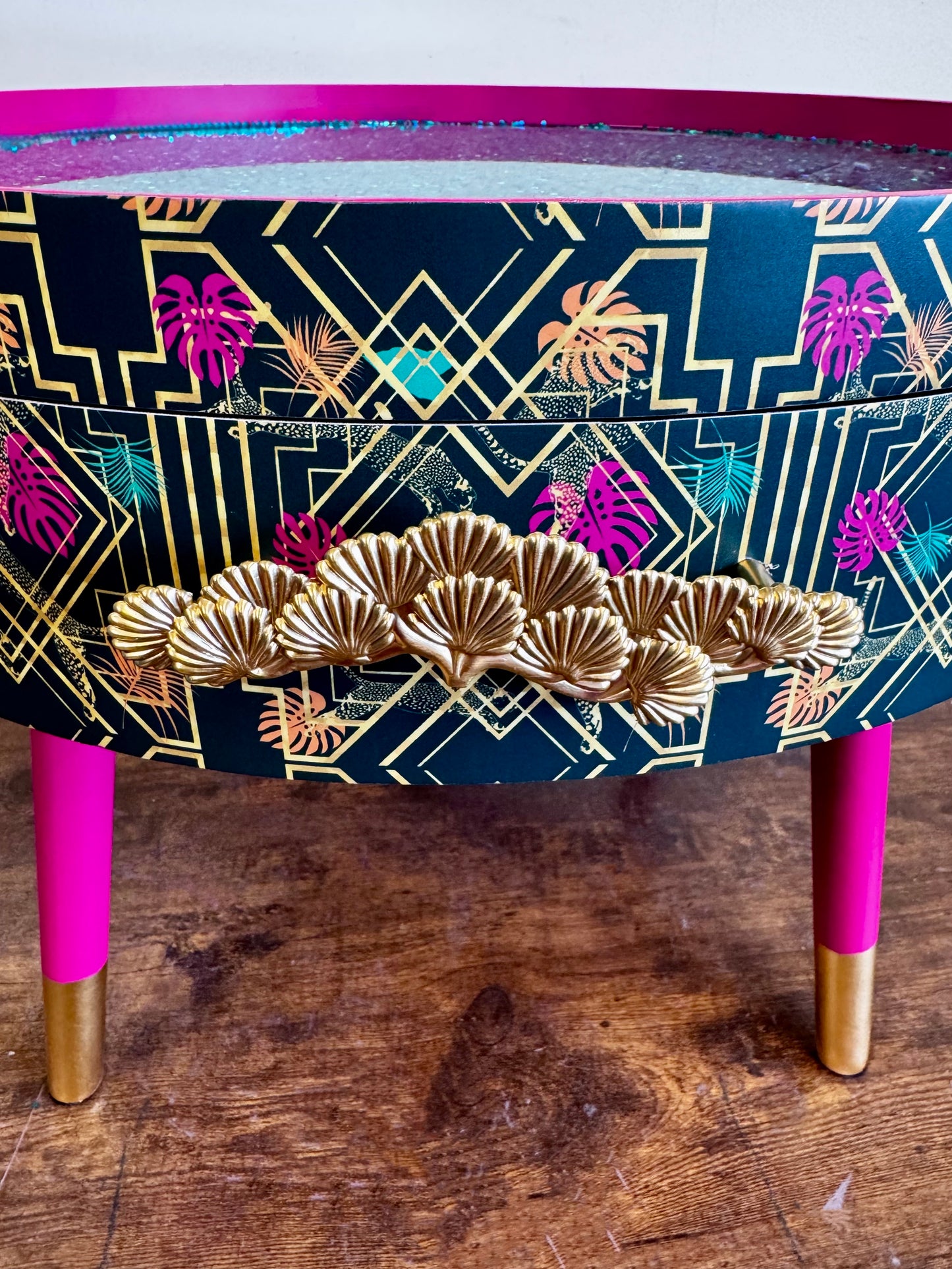 Colourful Art Deco Leopard Coffee Table