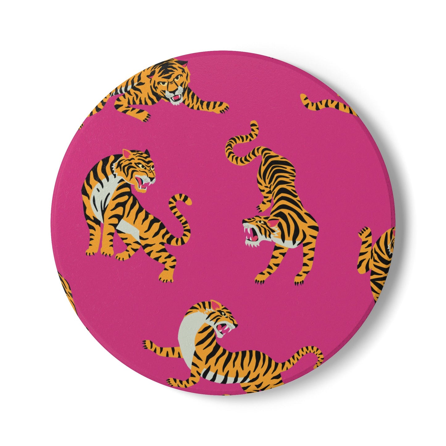 Tiger - Hot Pink Ceramic Coaster