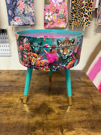 Jewel Leopard turquoise with pink iridescent glitter