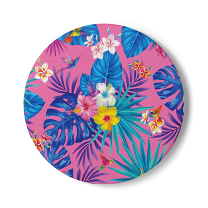 Pink Hibiscus Ceramic Coaster