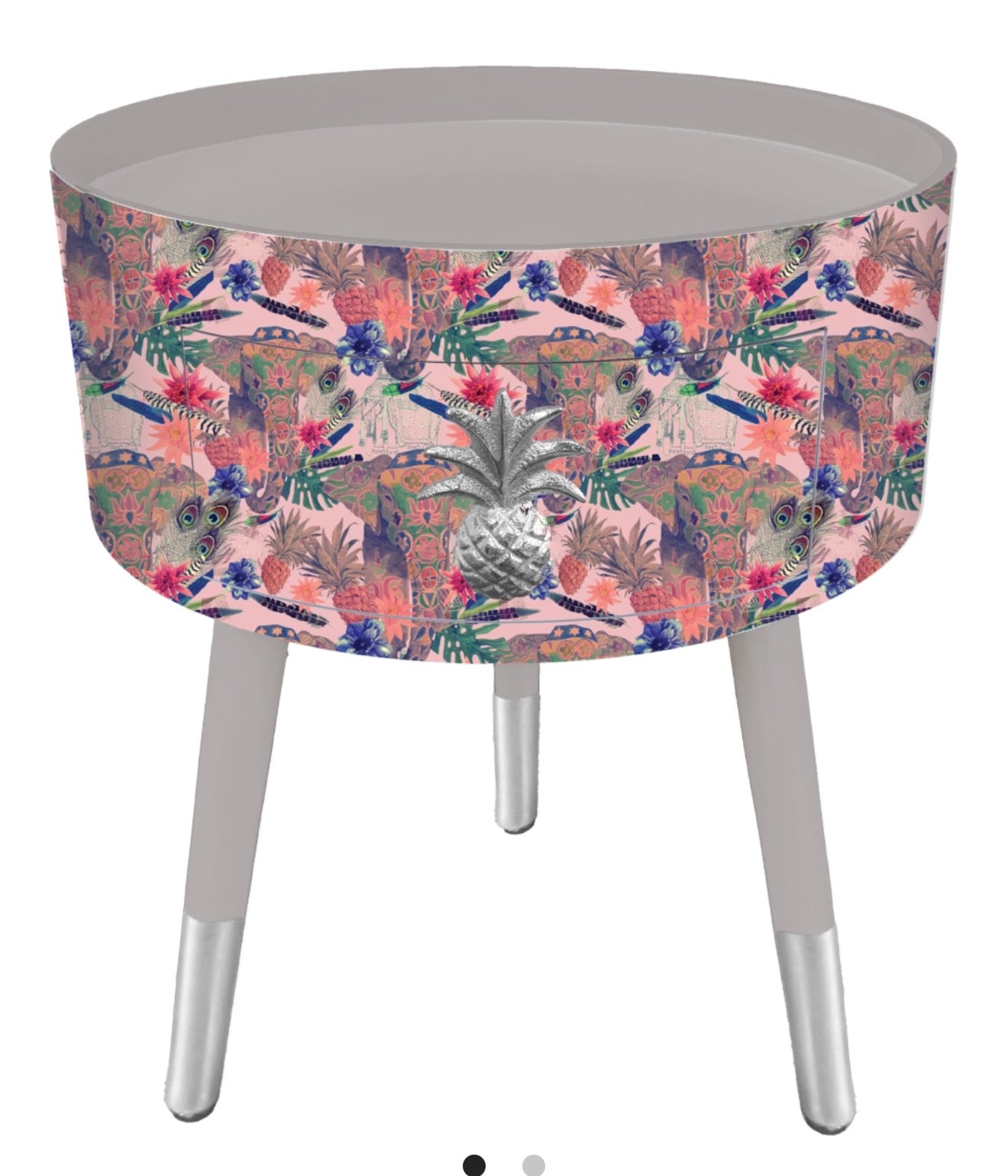 Patterned Elephant- Dusky Pink Grey and Silver