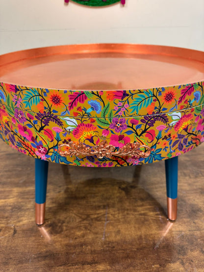 Mustard wildflower coffee table copper leaf