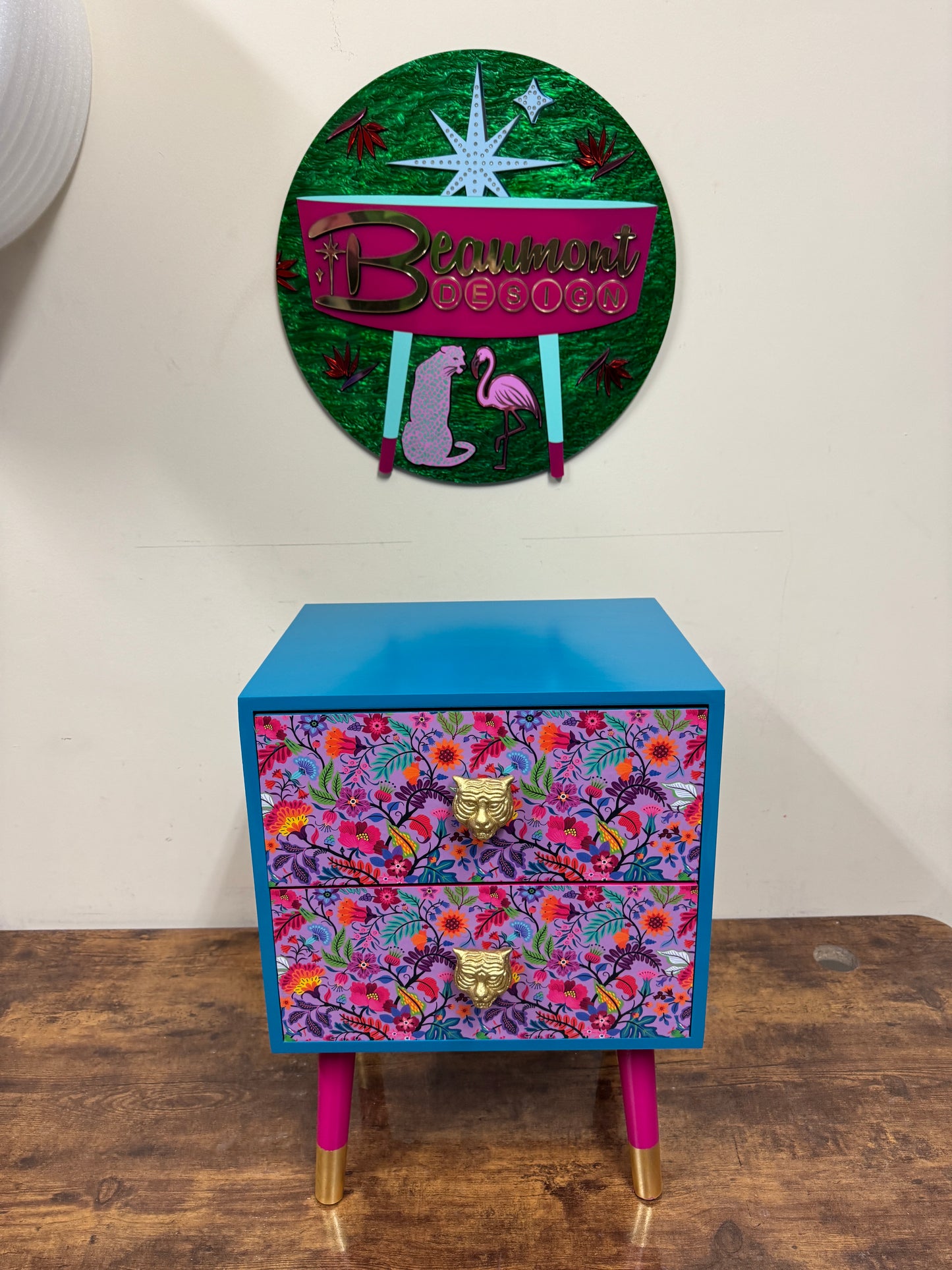 Lilac , Teal and Pink wildflower square table