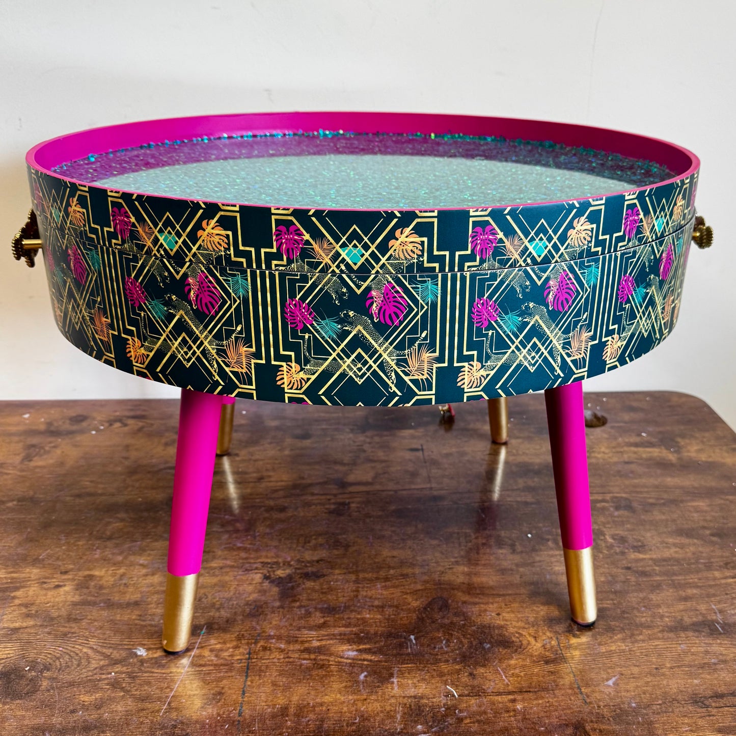 Colourful Art Deco Leopard Coffee Table