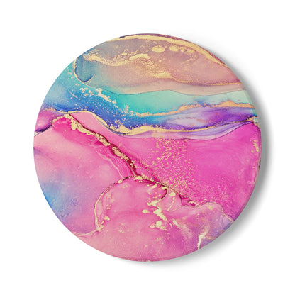 Pink and Blue Marble Effect Ceramic Coaster