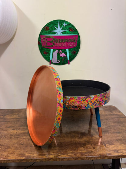 Mustard wildflower coffee table copper leaf