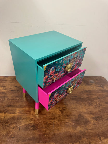 Jewel Leopard Square Table Pink and Mint
