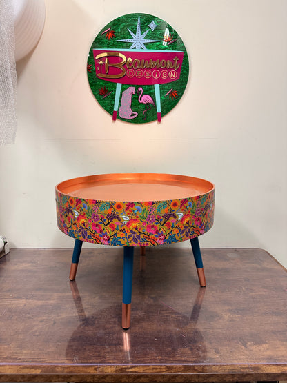 Mustard wildflower coffee table copper leaf