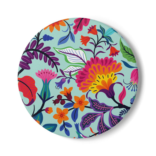 Wildflowers Cool Mint Ceramic Coaster