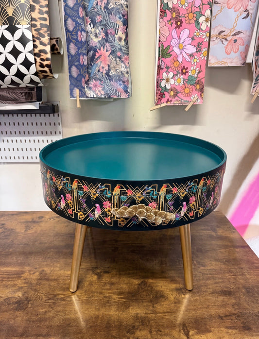 Art Deco Birds coffee table pine top