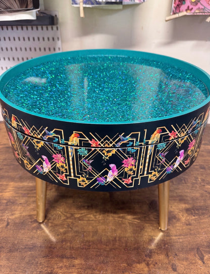 Art Deco Birds coffee table glitter top