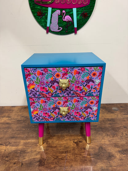 Lilac , Teal and Pink wildflower square table