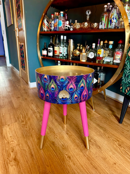 Colourful Peacock with gold and pink