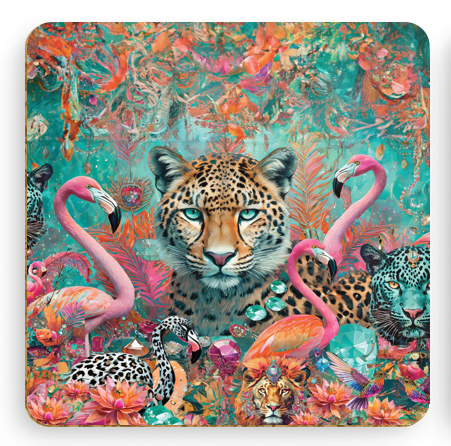 Pack of 4 Coasters Jewel Leopard design
