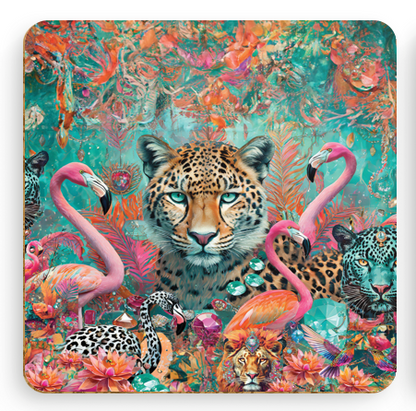 Pack of 4 Coasters Jewel Leopard design