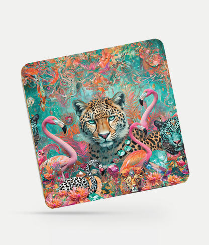Pack of 4 Coasters Jewel Leopard design