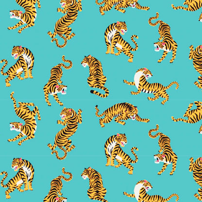 Tiger Table - Turquoise circular tiger table with pink handle . Ideal for nightstand or sidetable . Comes with inbuilt drawer. Customisable