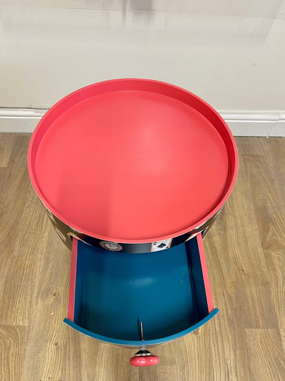 Alice in Wonderland inspired nightstand - Black and red bedside table ,  queen of hearts design in black white red . Tarot cards side table