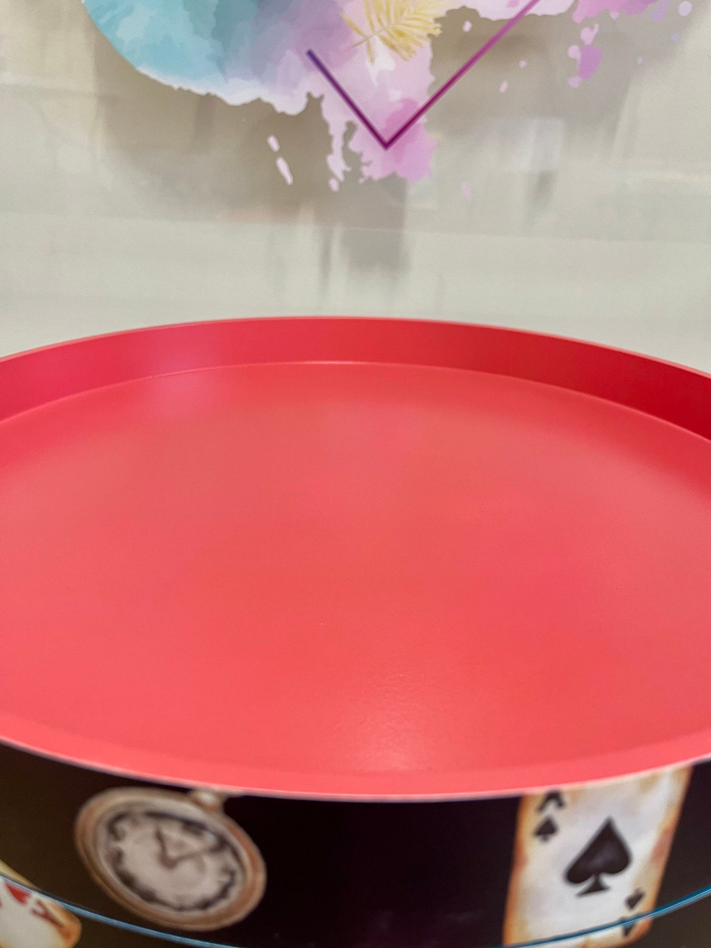 Alice in Wonderland inspired nightstand - Black and red bedside table ,  queen of hearts design in black white red . Tarot cards side table