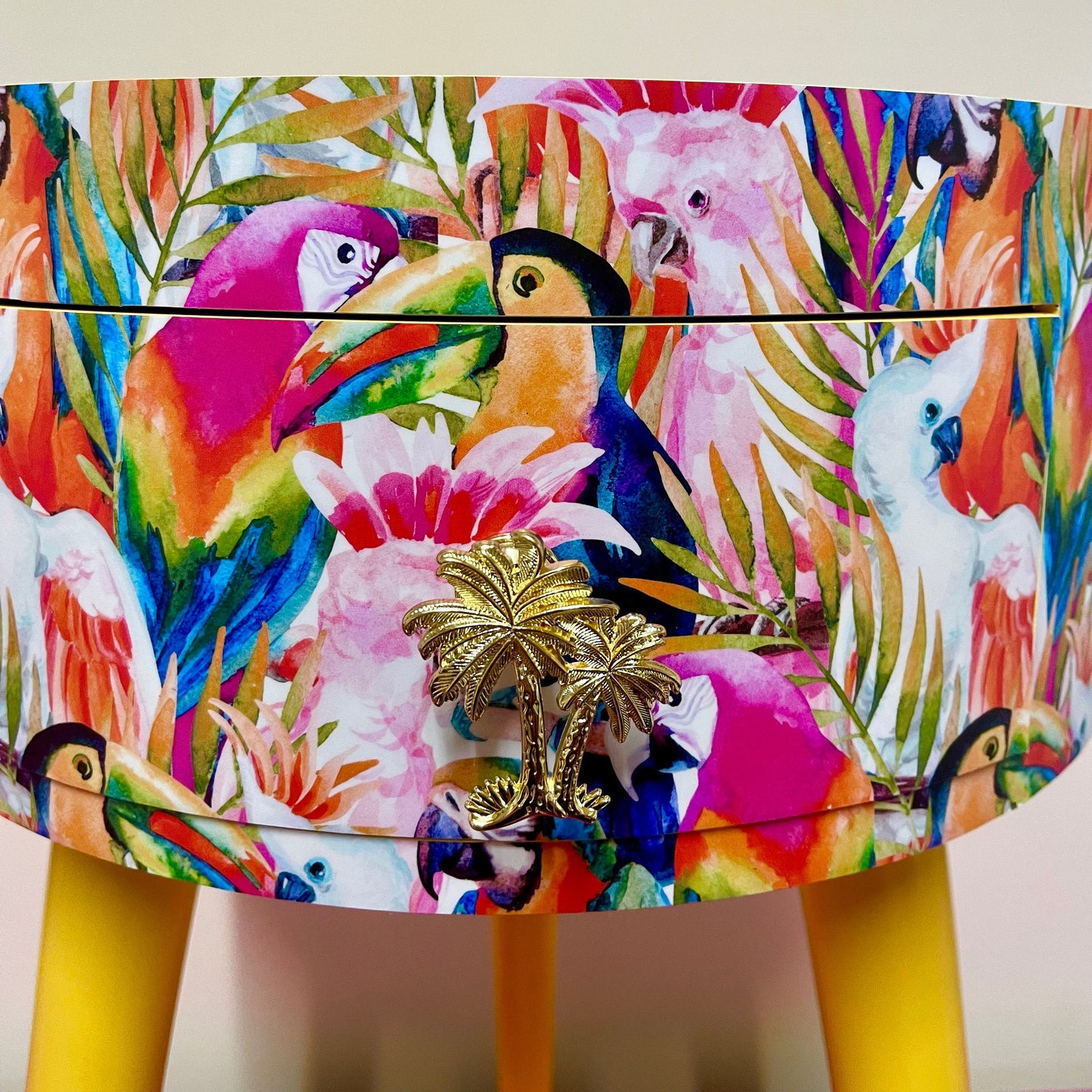 Parrot - Colourful side table for office, jungle decor, tray top end tables for bedroom, tropical decor for home, 5th anniversary gift