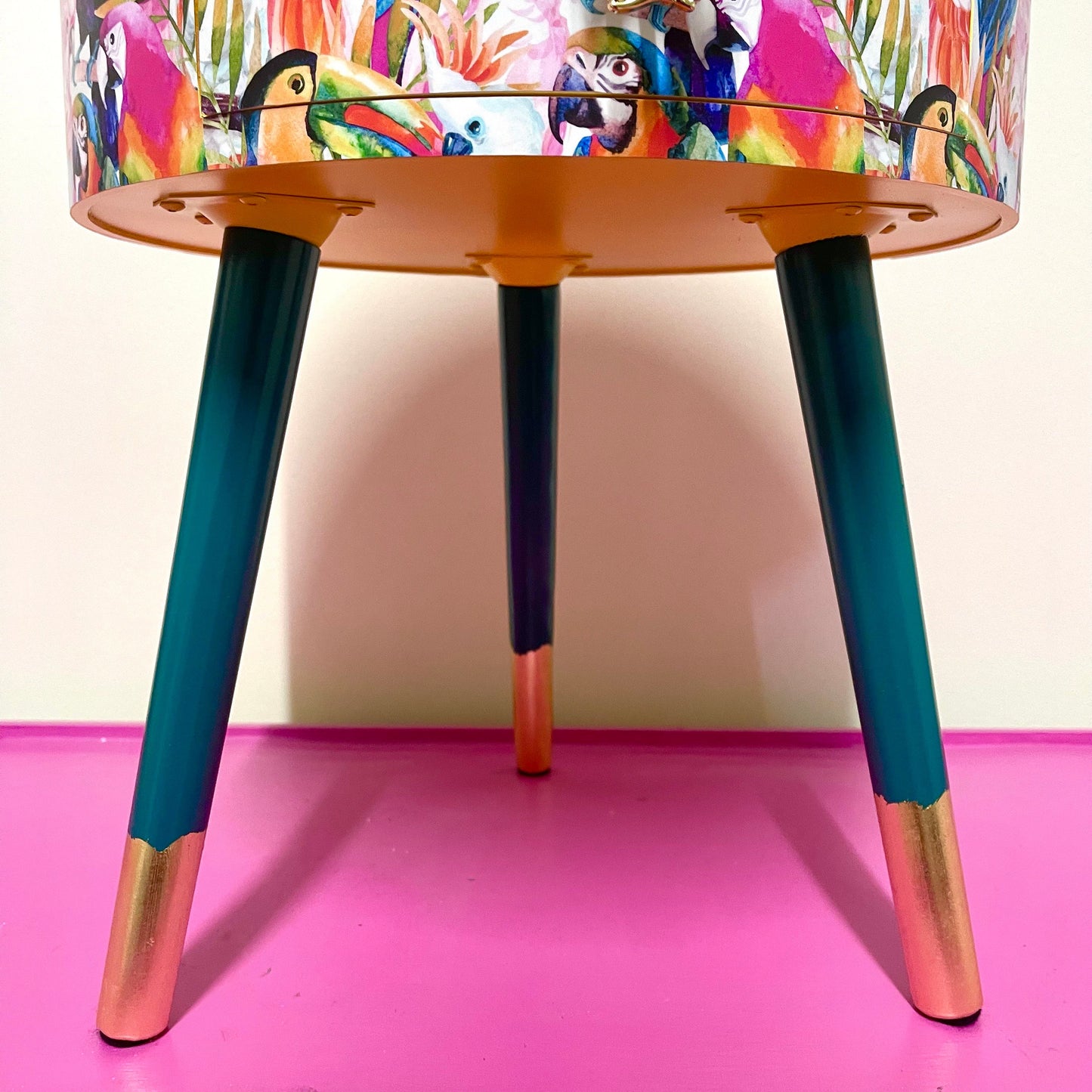 Parrot - Colourful side table for office, jungle decor, tray top end tables for bedroom, tropical decor for home, 5th anniversary gift