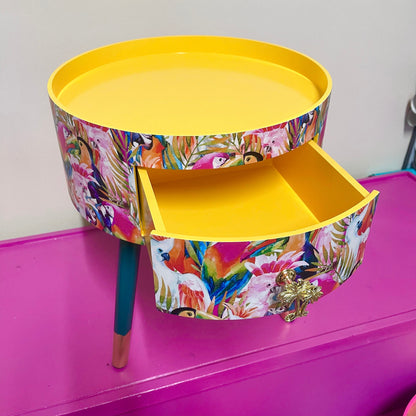 Parrot - Colourful side table for office, jungle decor, tray top end tables for bedroom, tropical decor for home, 5th anniversary gift