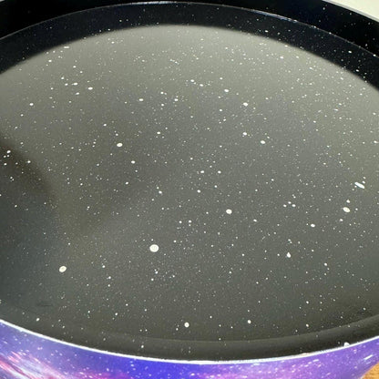 Galaxy beside table, Blue, black and purple space design, Galaxy top,spaceman, moon and stars,  colourful home decor round end table